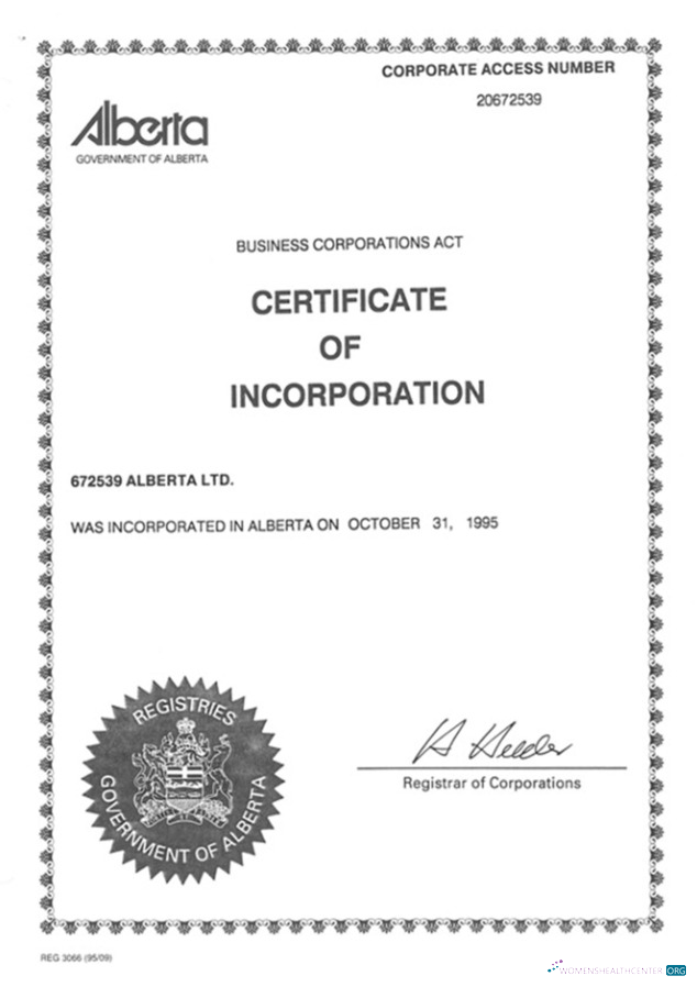 Download Canada Certificate of Incorporation Photoshop template